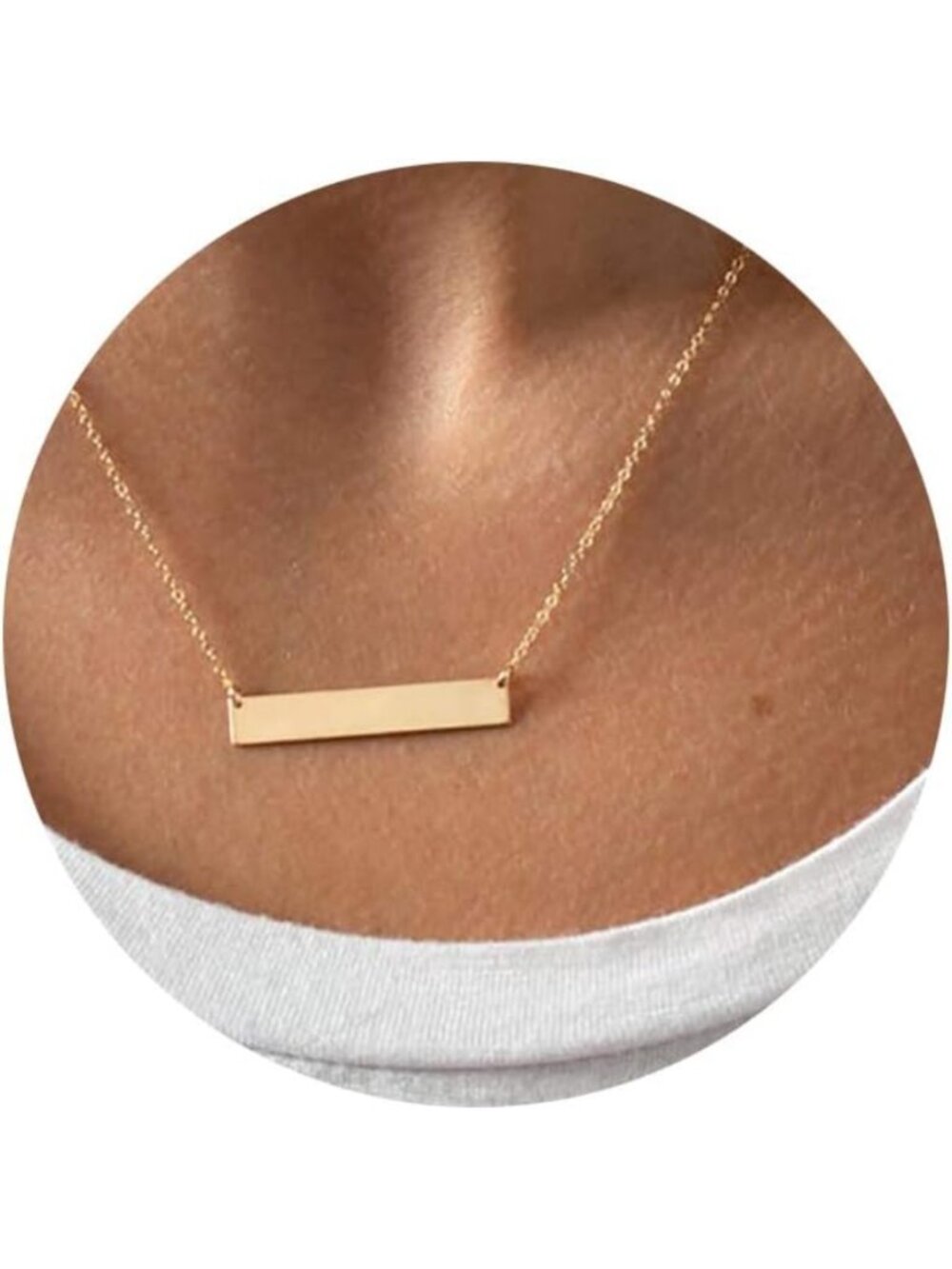 Dainty Bar Necklace for Women - Gold/Silver Cute Delicate Disc Jewelry, Trendy